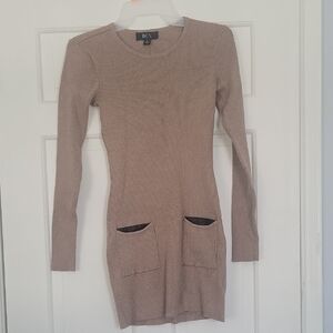 BCX Women's Long Sleeve Tan Dress